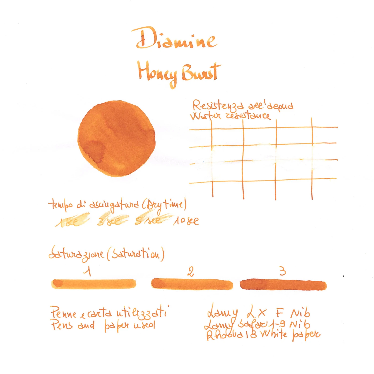Diamine Guitar Honey Burst Inchiostro 30 Ml 6 Diamine Guitar Honey Burst Inchiostro 30 Ml - immagine 6