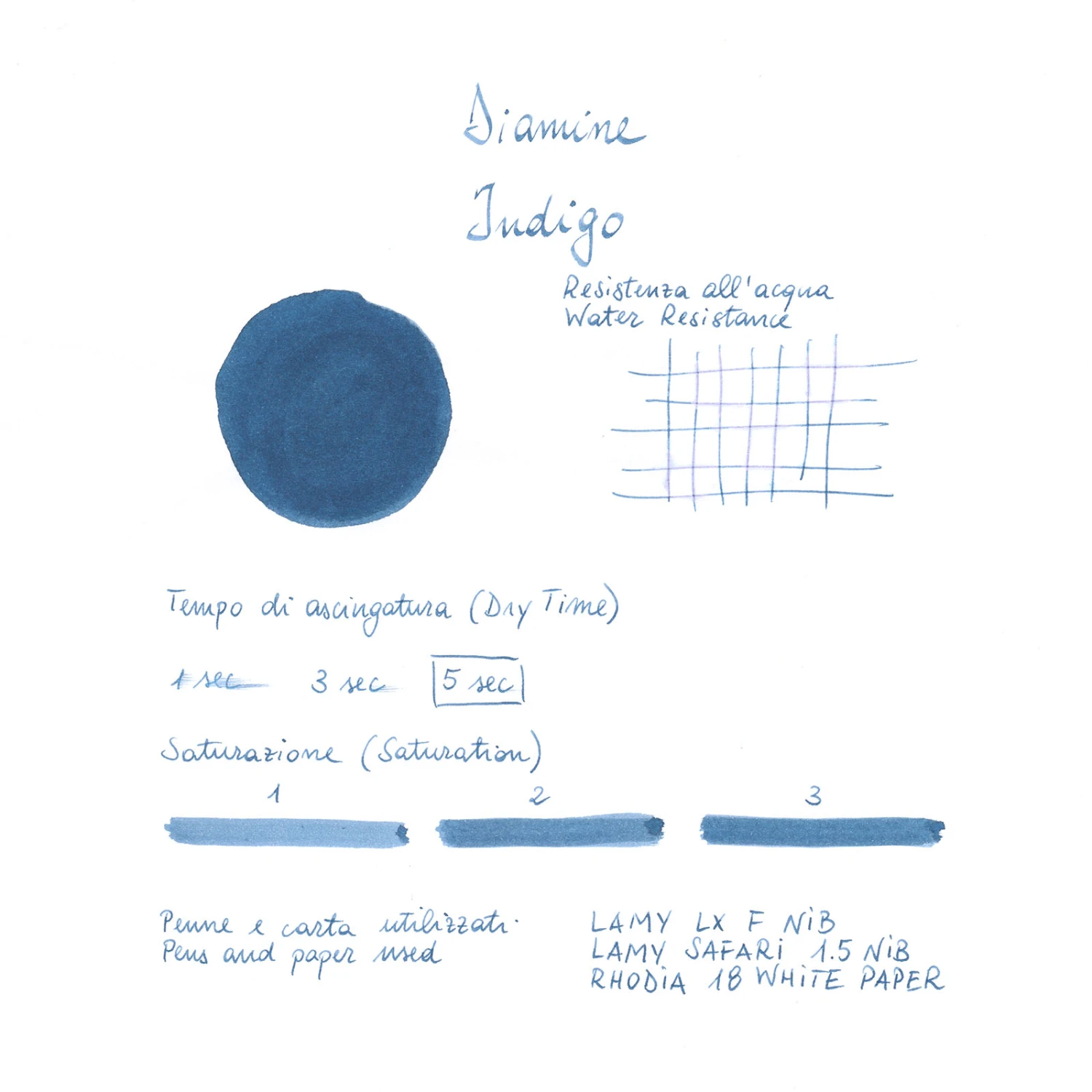 Diamine Indigo Inchiostro 30 Ml 6 Diamine Indigo Inchiostro 30 Ml - immagine 6