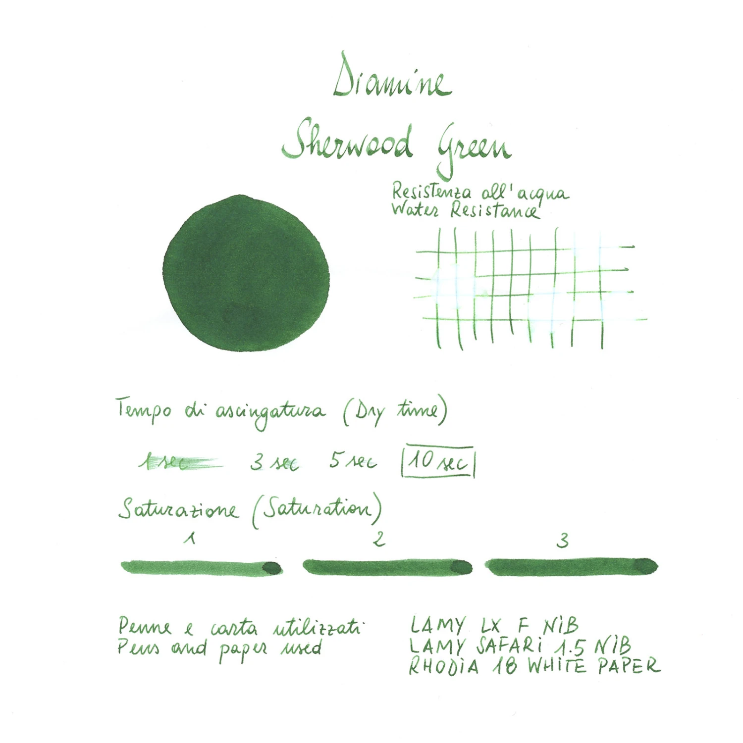 Diamine Sherwood Green Inchiostro 30 Ml 6 Diamine Sherwood Green Inchiostro 30 Ml - immagine 6