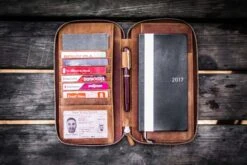 Galen Leather Cover Hobonichi Weeks Mega Con Zip Crazy Horse Brown
