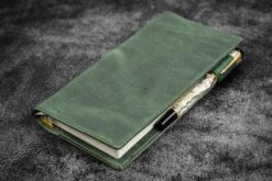 Galen Leather Cover Slim Hobonichi Weeks In Pelle Crazy Horse Forest Green