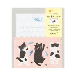 Midori Set Carta Da Lettere Con Adesivi Hungry Cat